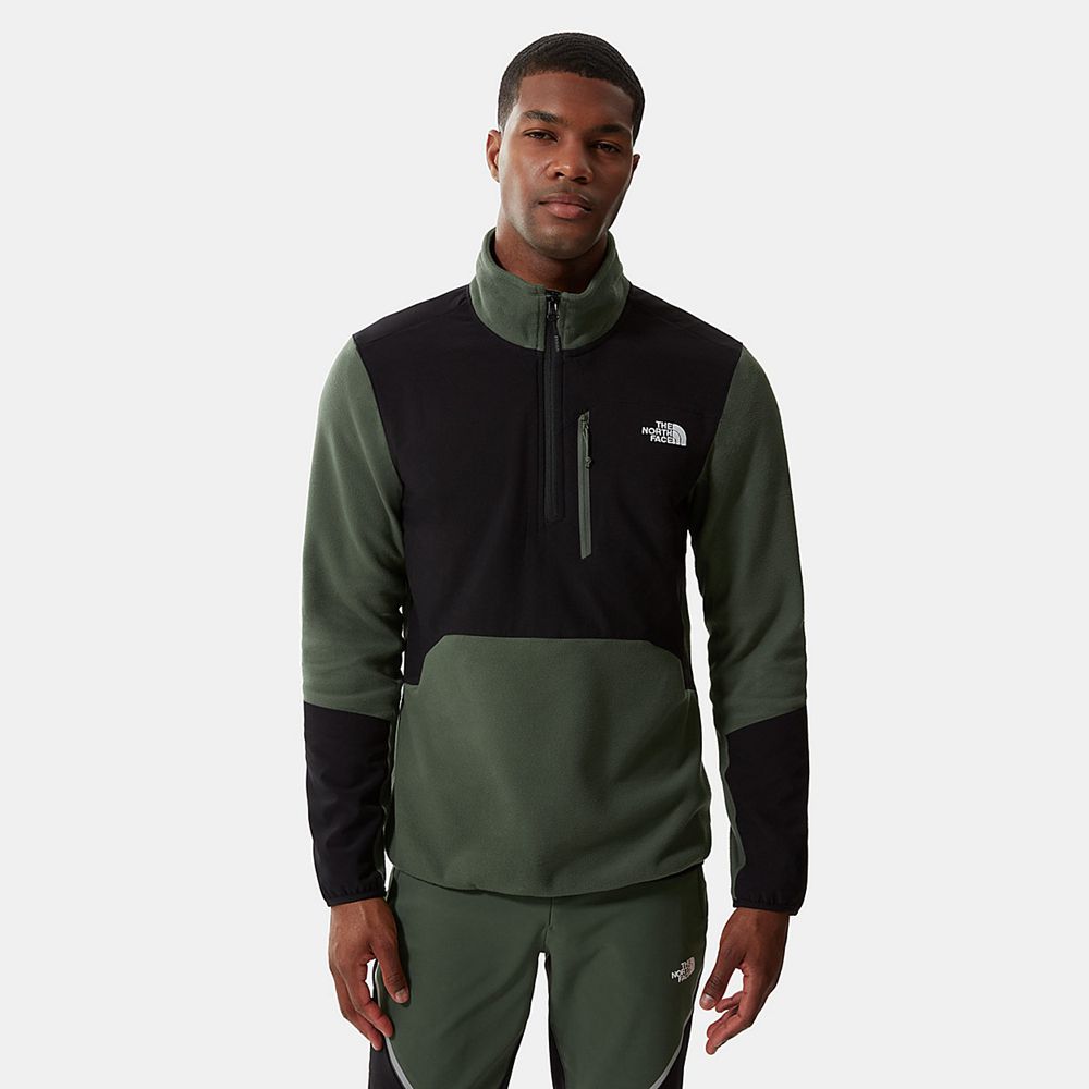 The North Face Fleece Jacket Mens Australia - The North Face Glacier Pro Quarter-Zip Green / Black H